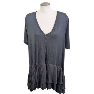 In Every Story Penningtons Short Sleeve Dress Black Plus 4X Pleated Hem Popover